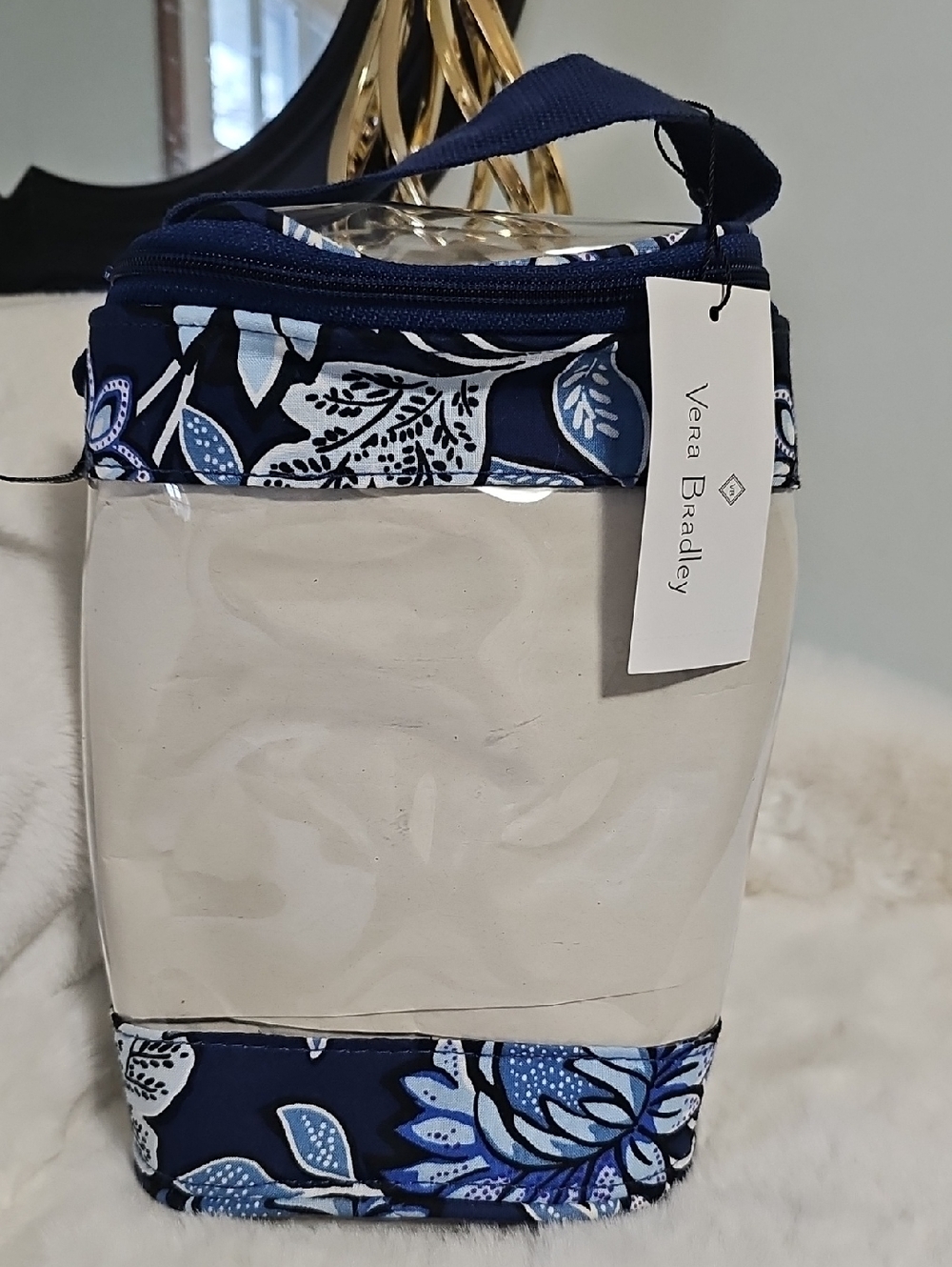 NEW! Vera Bradley Navy White Floral Cosmetic/ Lotion Bag